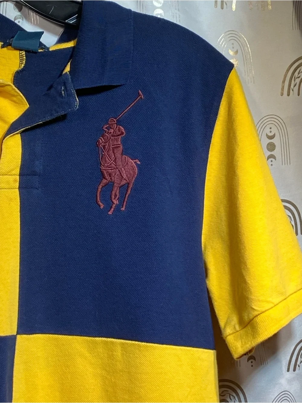 Ralph Lauren Yellow and Navy Colorblock Polo Shirt